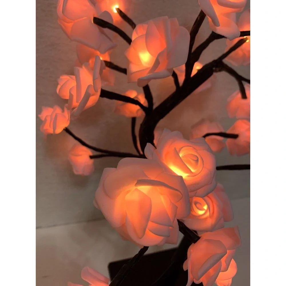 Pink Rose Flower Lamp USB Powered Light Up LED Tree Room Decoration Home Decor - Picture 3 of 8